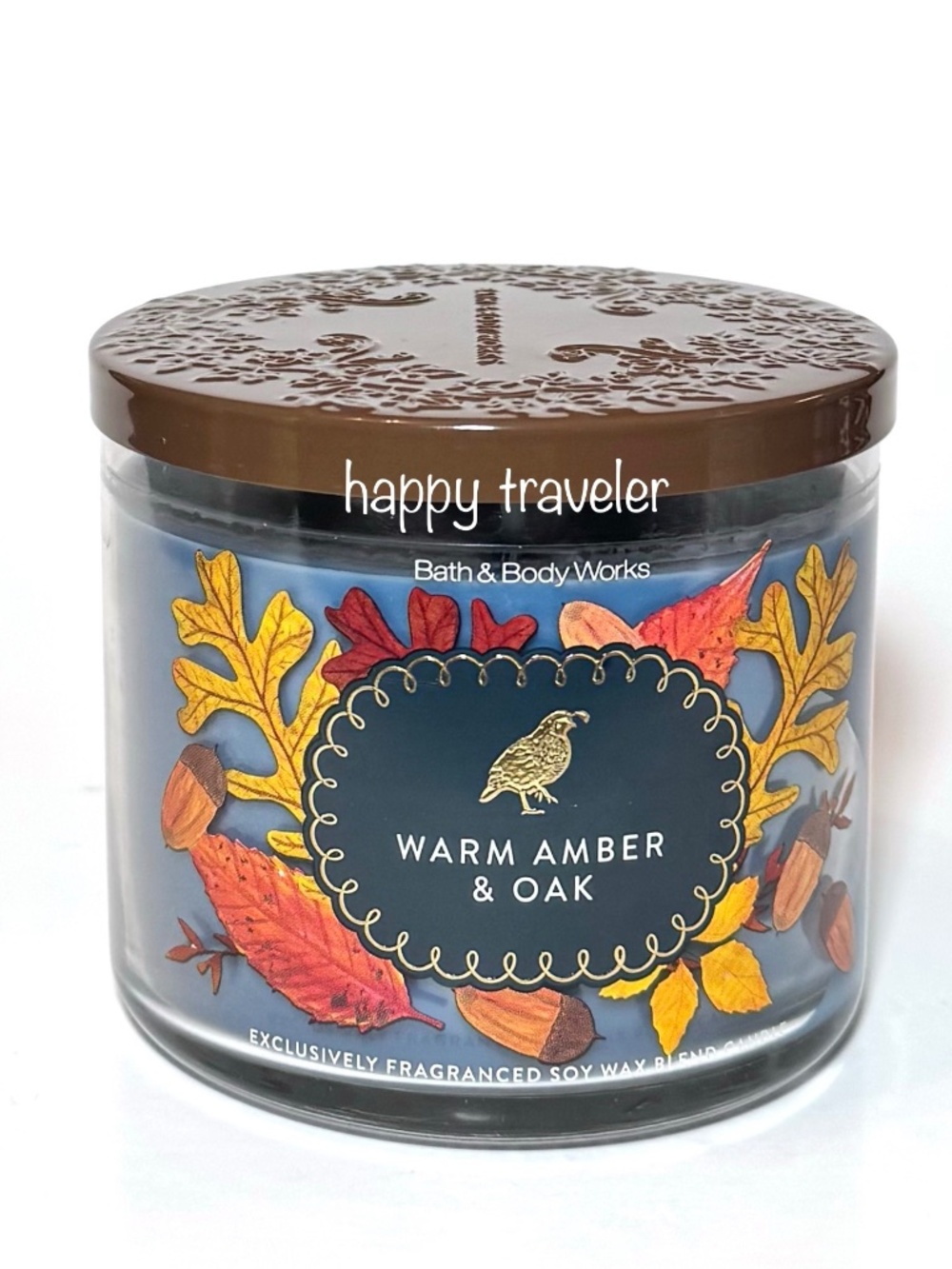 WARM AMBER & OAK 3-Wick Candle - Picture 1 of 3